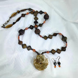 Jade Twin Koi Necklace & Earring Set