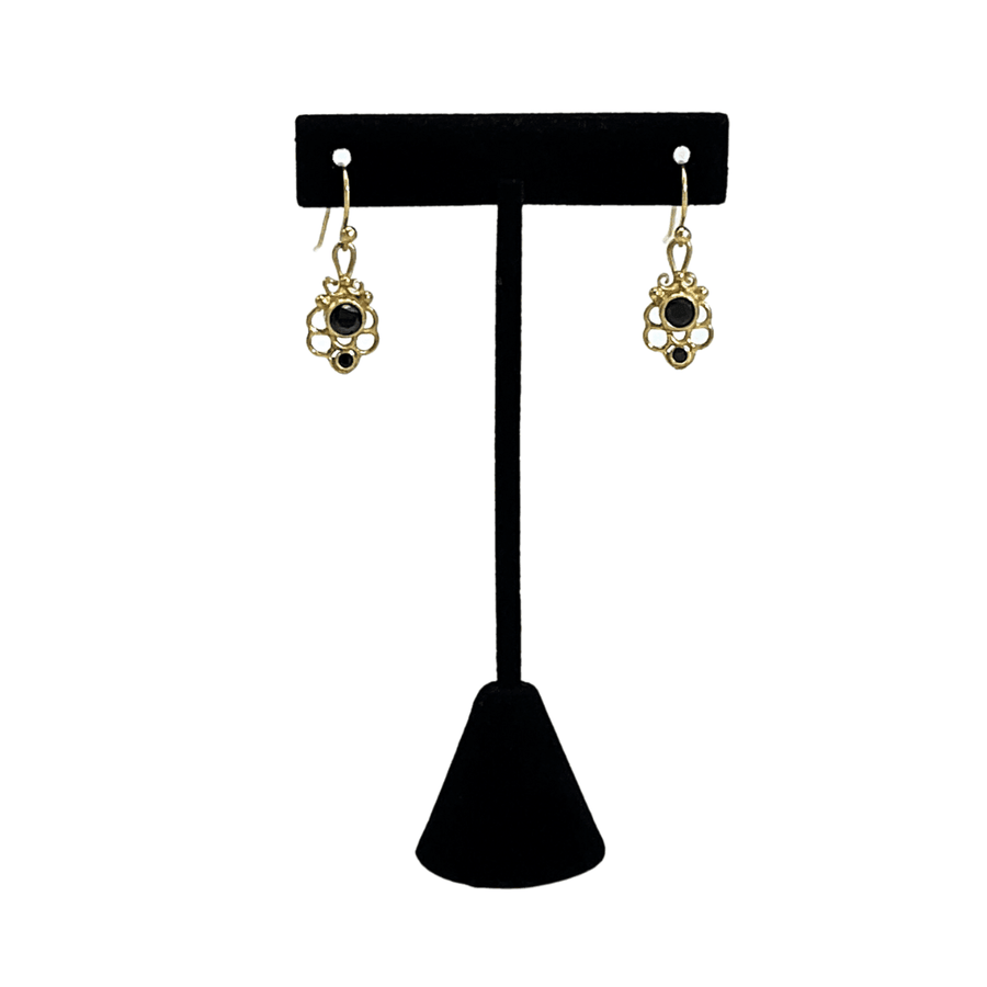 Black Onyx Swirl Gold Vermeil Earrings
