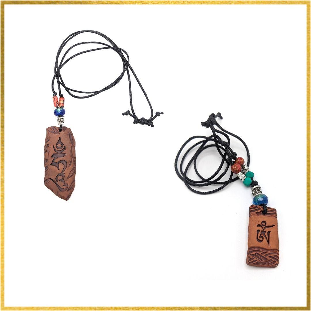 Handmade Sacred Earth Pendants with Seed Syllables