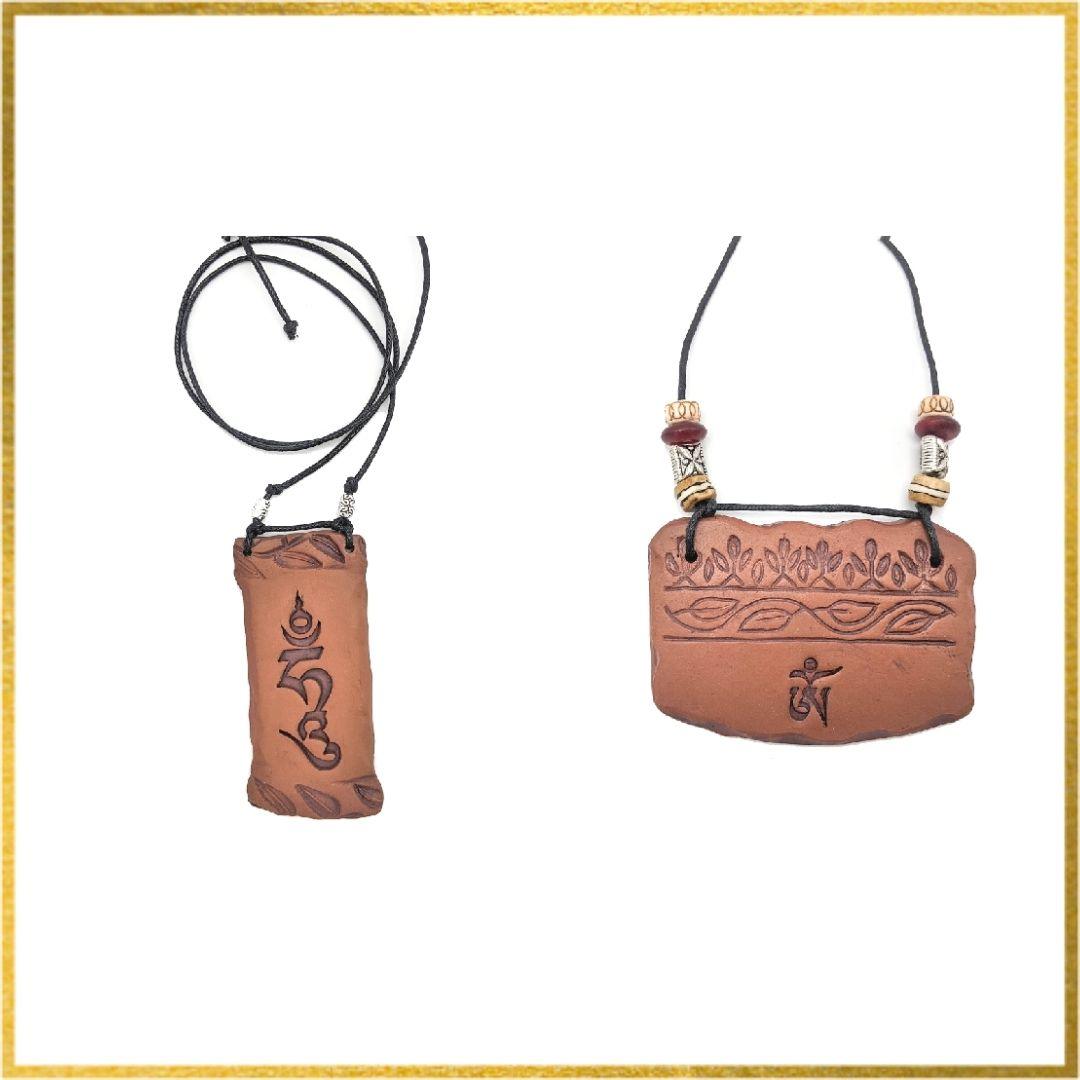 Handmade Sacred Earth Pendants with Seed Syllables
